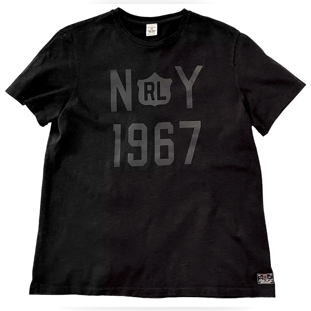 NEW RARE XL POLO RALPH LAUREN NY RL 1967 T SHIRT BLACK ON BLACK LOFT COLLECTION